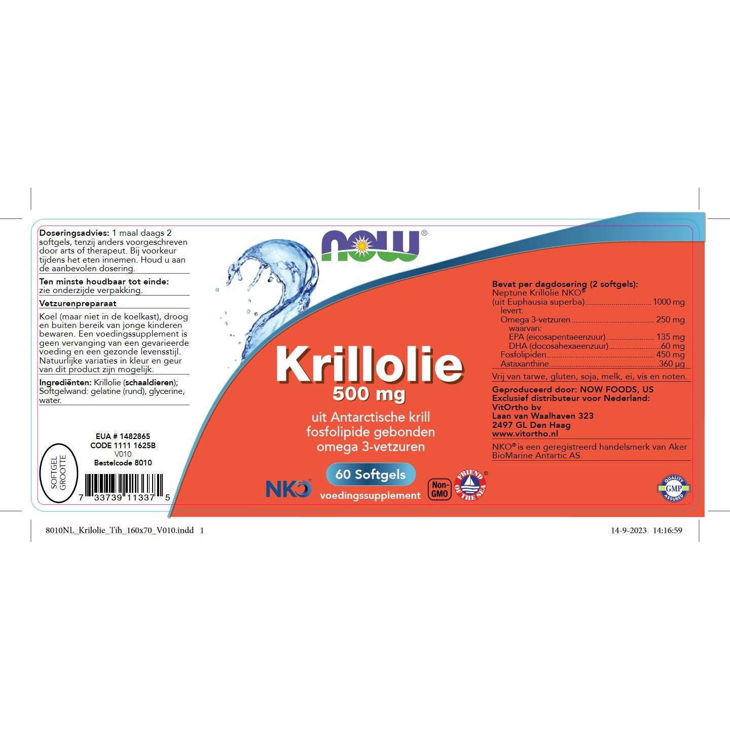 Krillolie 500 mg Vetzuren NOW