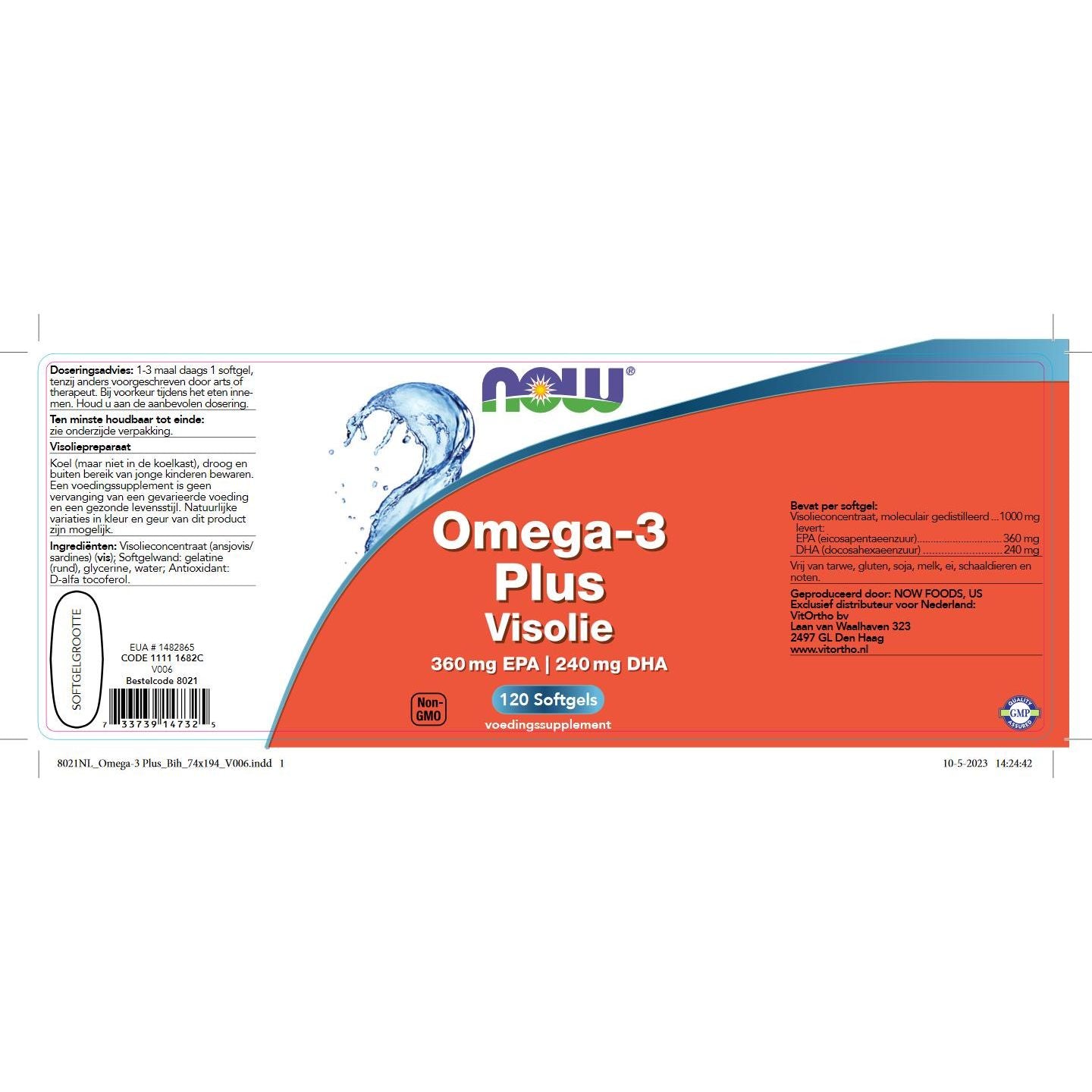 Omega-3 Plus Visolie 360 mg EPA 240 mg DHA Vetzuren NOW