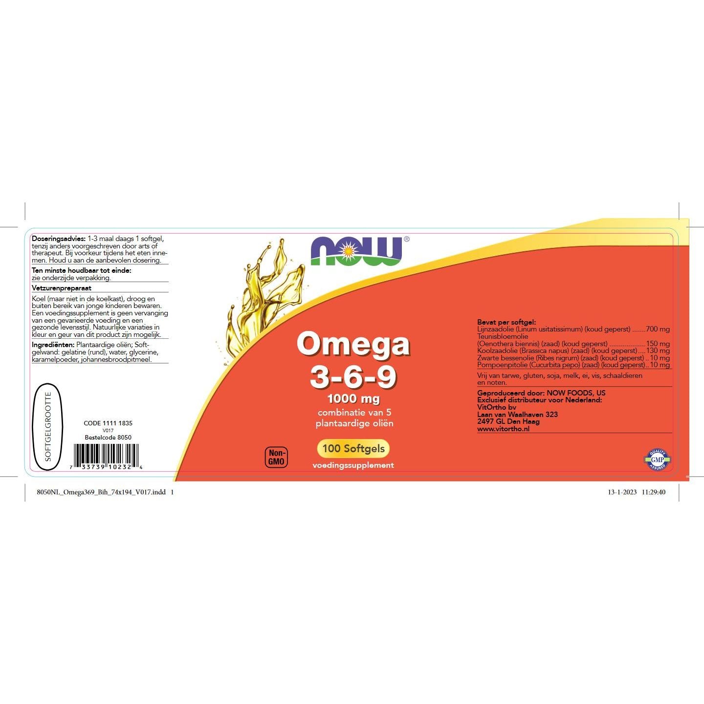 Omega 3-6-9 1000 mg Vetzuren NOW