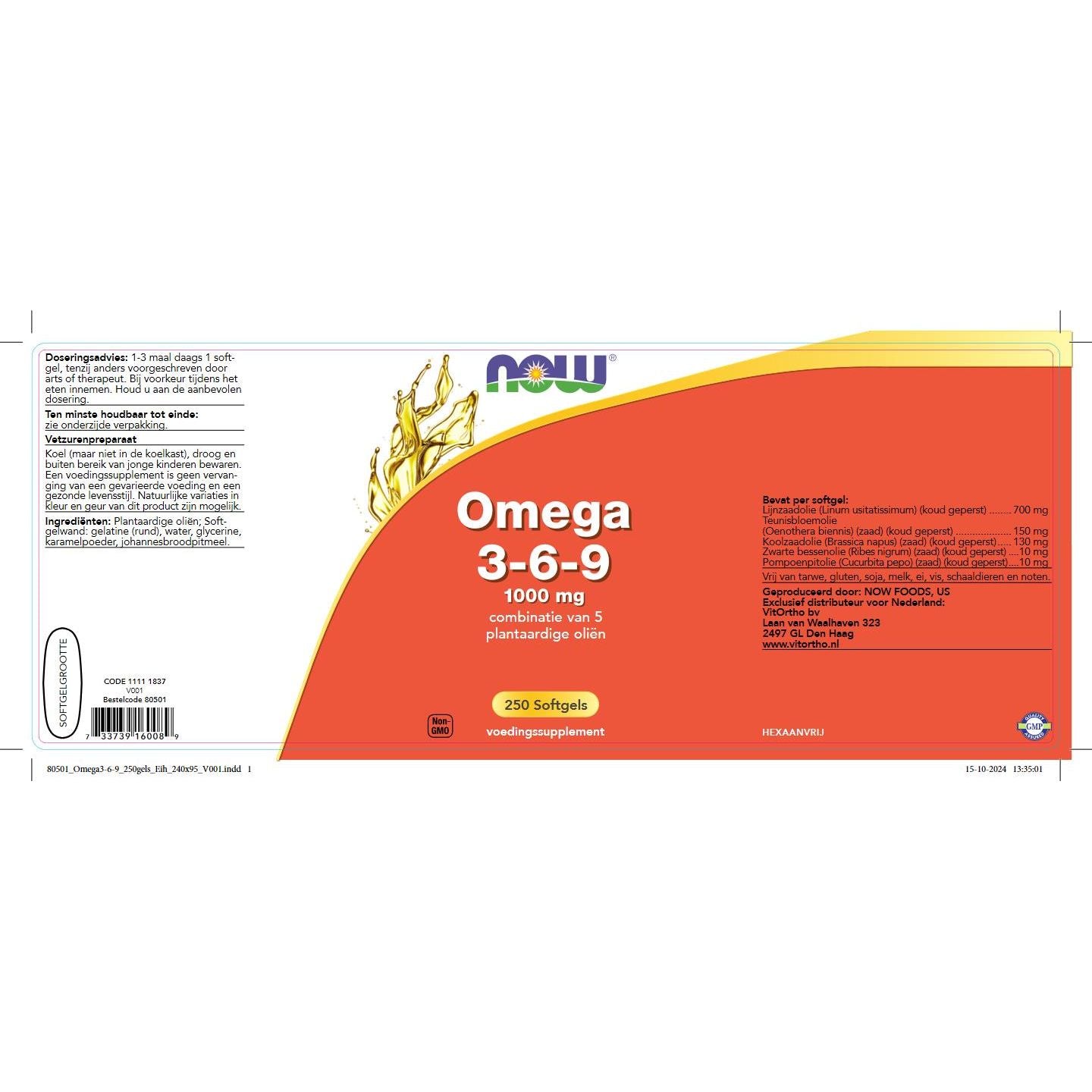 Omega 3-6-9 1000 mg Vetzuren NOW