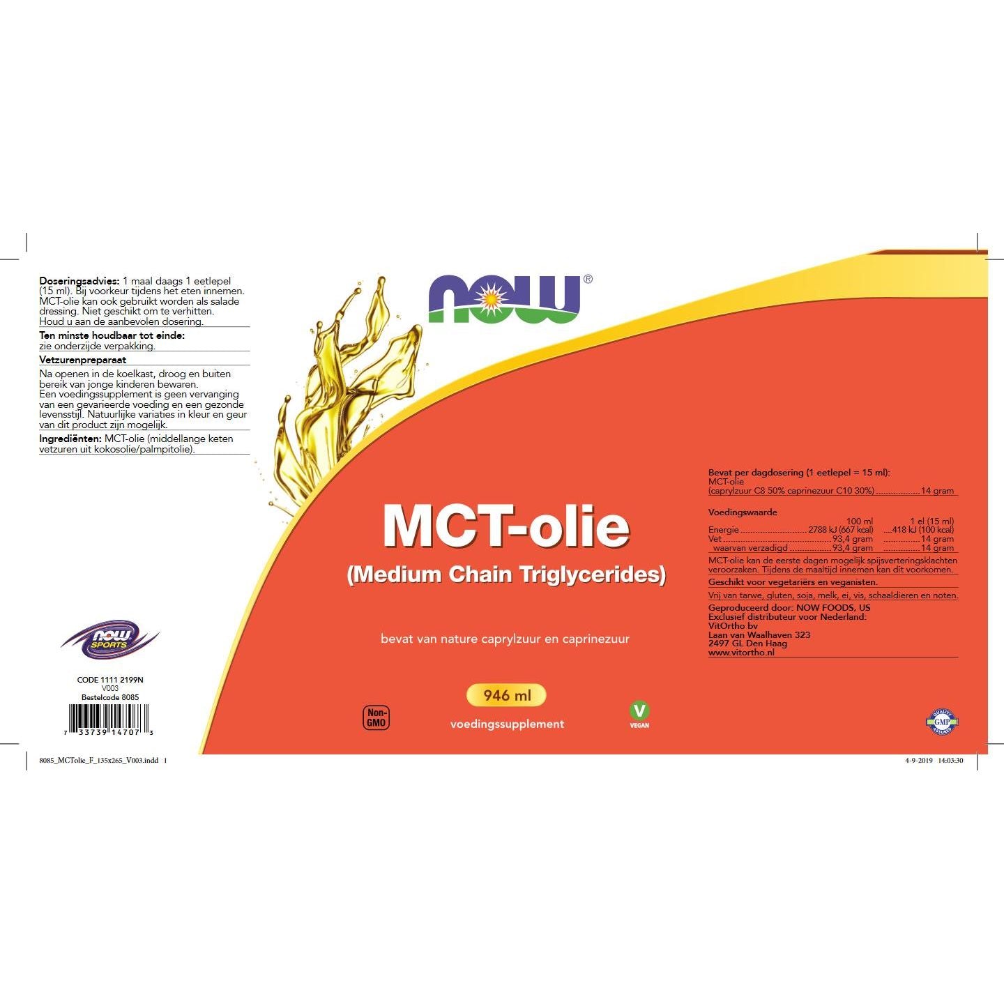 MCT Olie (Medium Chain Triglycerides) Vetzuren NOW