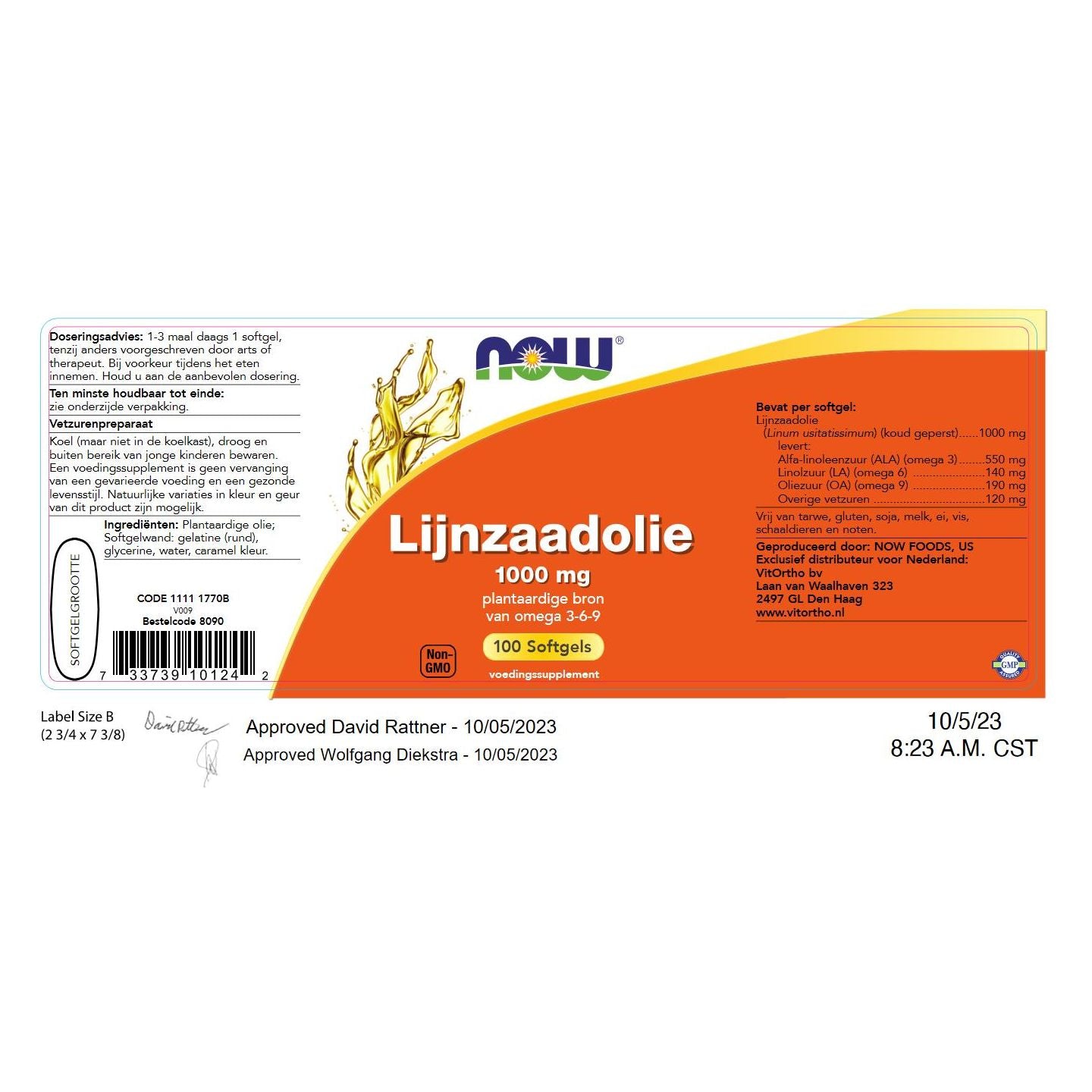 Lijnzaadolie 1000 mg Vetzuren NOW