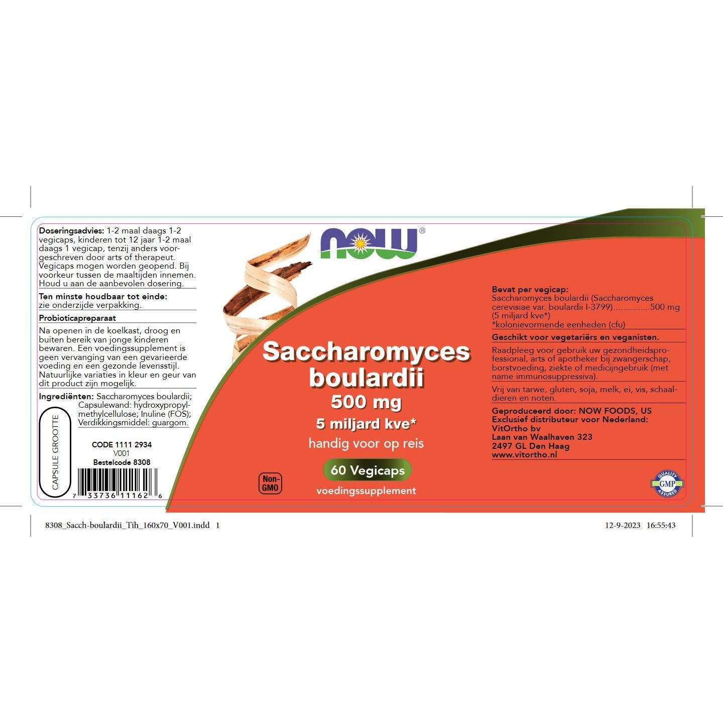 Saccharomyces boulardii 500 mg Probiotica, vezels en enzymen NOW