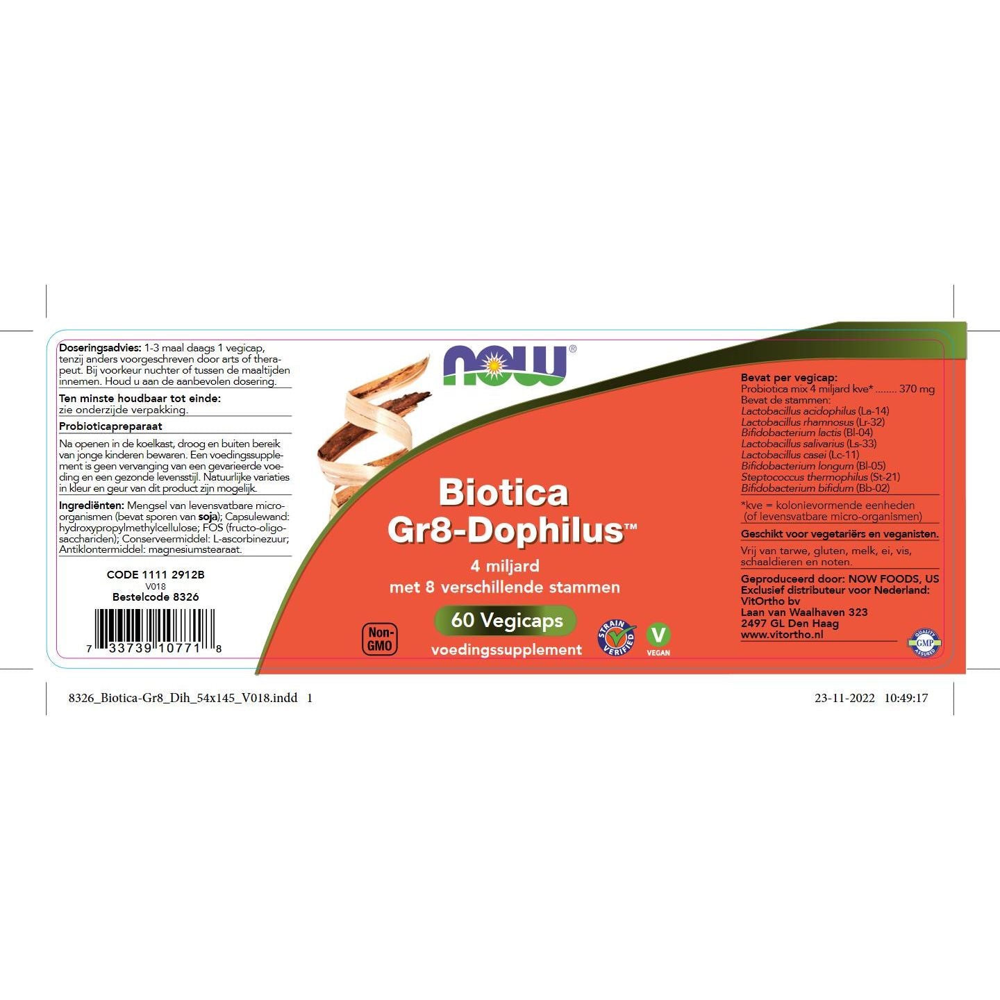 Biotica Gr8-Dophilus Probiotica, vezels en enzymen NOW