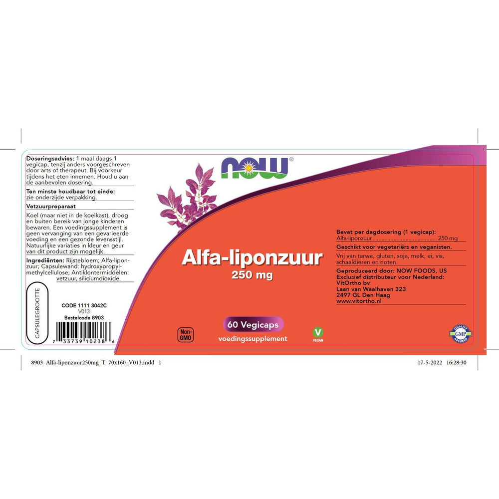 Alfa-liponzuur 250 mg Overige producten NOW