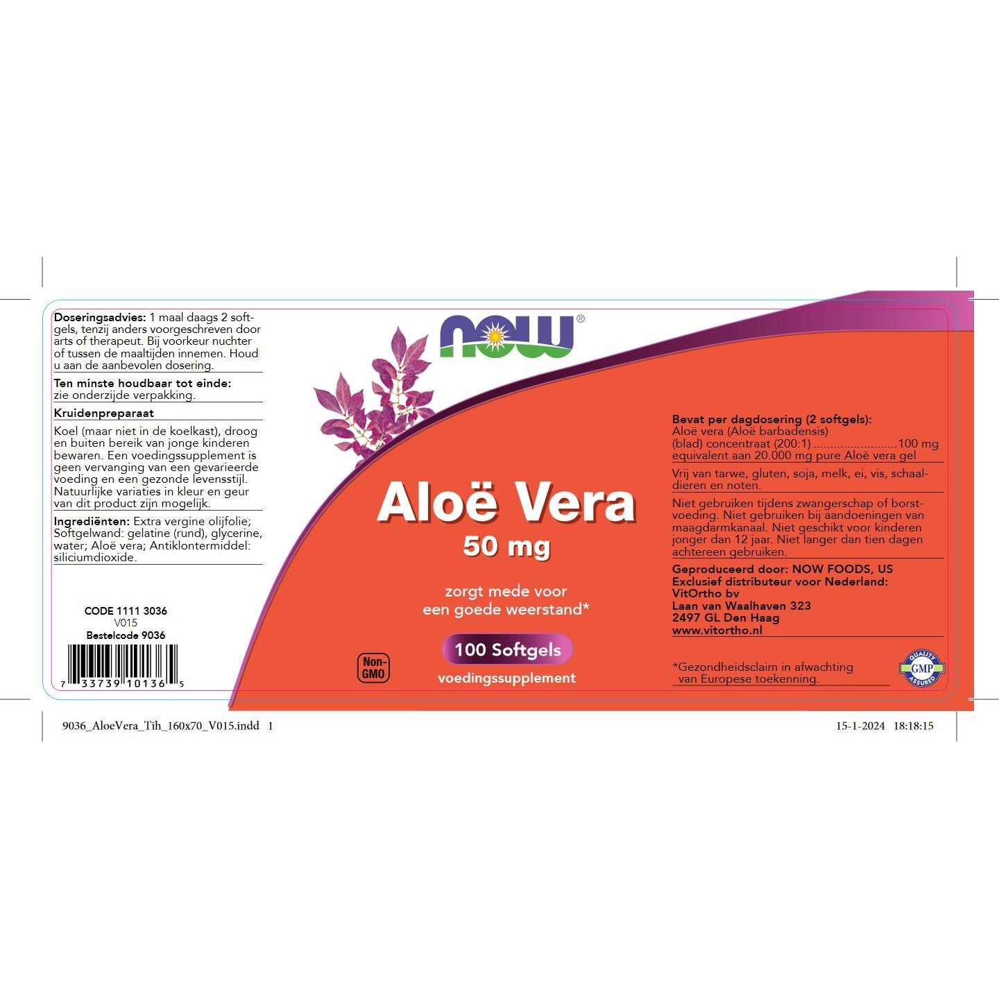 Aloë Vera 50 mg Kruiden- en plantenextracten NOW