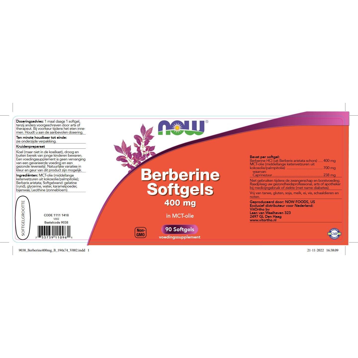 Berberine Softgels 400 mg Kruiden- en plantenextracten NOW