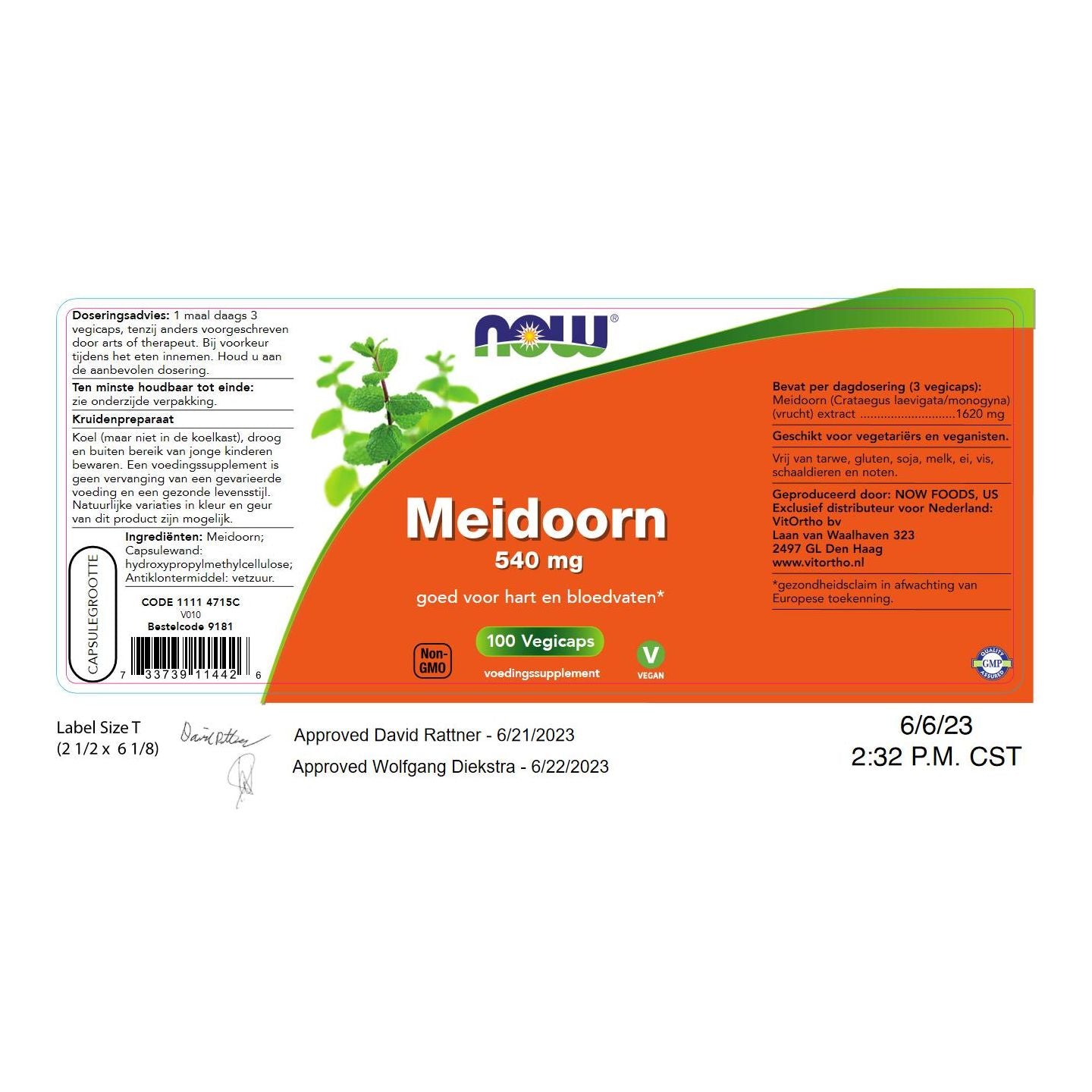 Meidoorn 540 mg Kruiden- en plantenextracten NOW