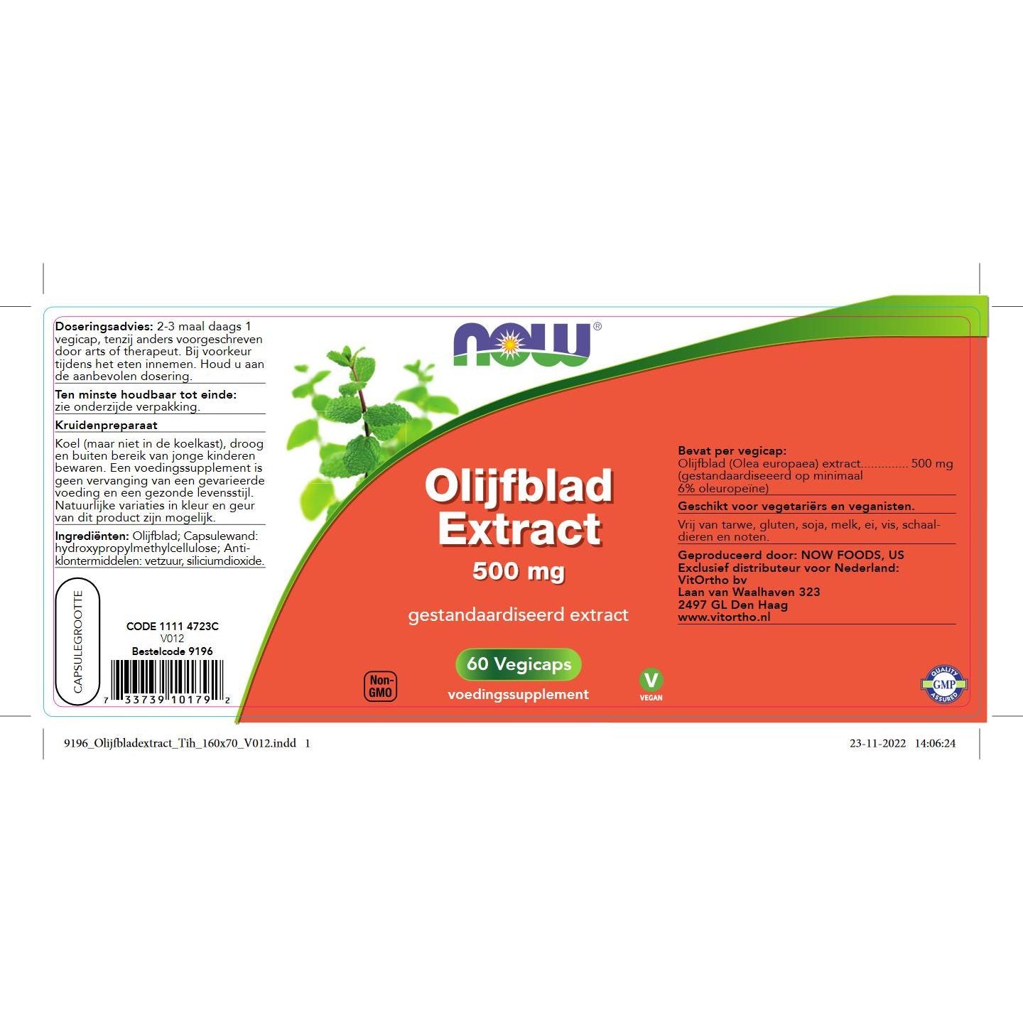 Olijfblad Extract 500 mg Gestandaardiseerde kruidenextracten NOW