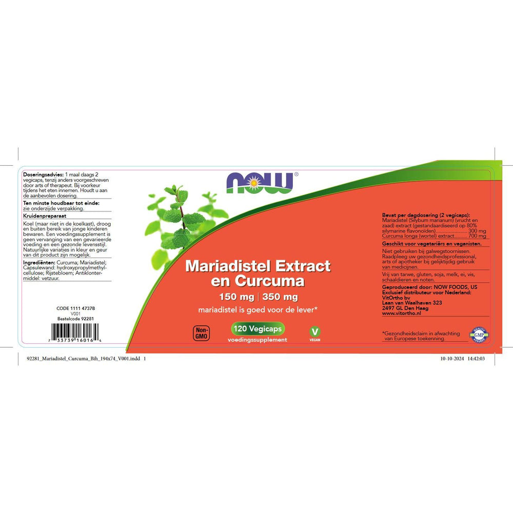 
                      
                        Mariadistel Extract 150 mg en Curcuma 350 mg Gestandaardiseerde kruidenextracten NOW
                      
                    