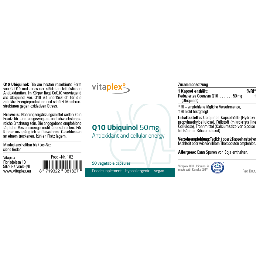 
                      
                        Q10 Ubiquinol 50 mg Supplementen Vitaplex   
                      
                    