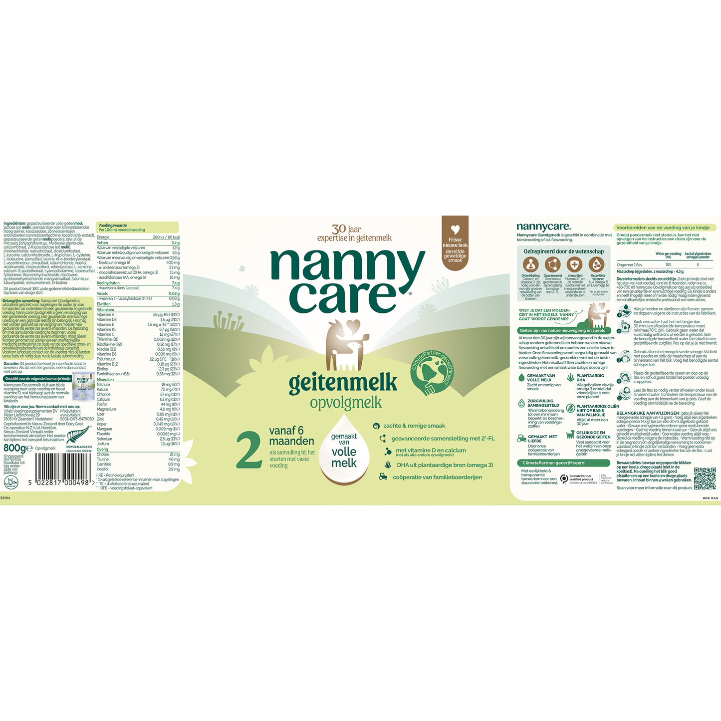 Nannycare® Opvolgmelk 800 gram Supplement Nannycare