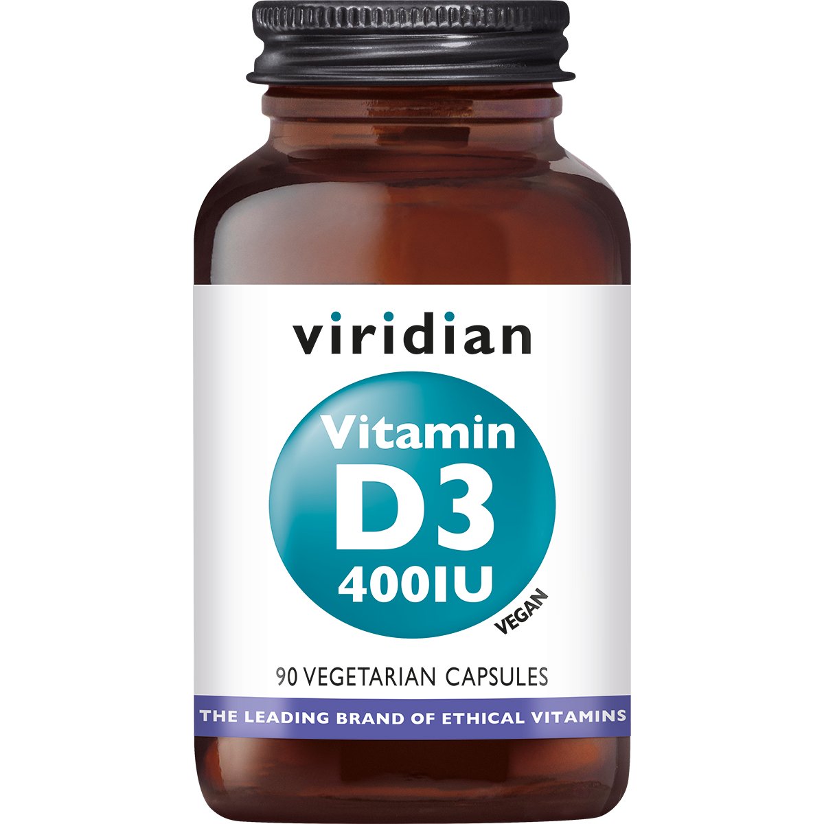 Vitamin D3 (Vegan) 400 IU (10 mcg) Supplement Viridian 90  