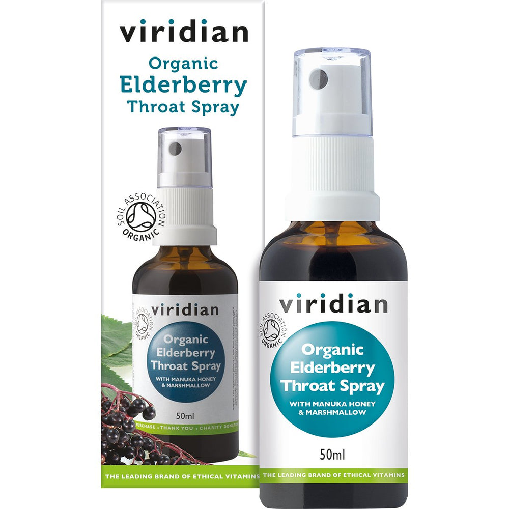 Organic Elderberry Throat Spray Supplement Viridian 50  