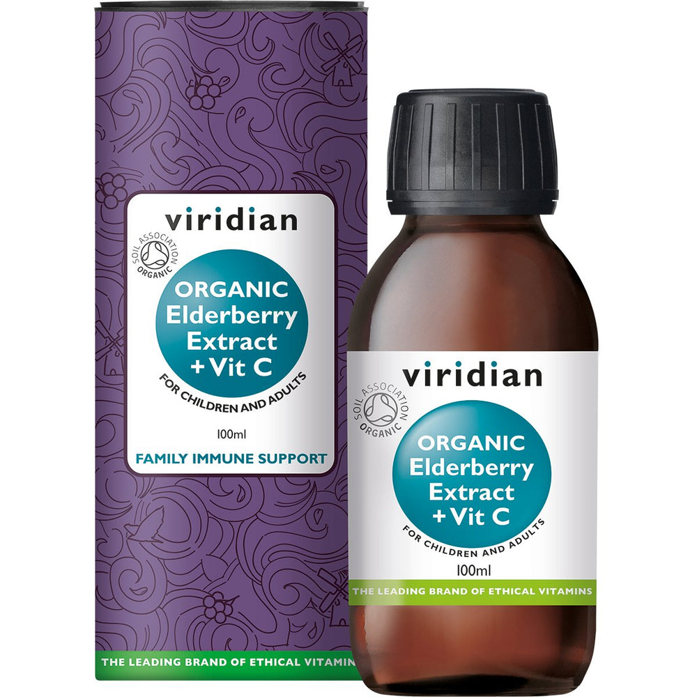 Organic Elderberry Extract with Vitamin C Supplement Viridian 100  