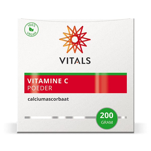 Vitamine C poeder (calciumascorbaat) 200 gram Supplement Vitals   