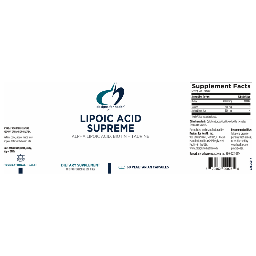 
                      
                        Lipoic Acid Supreme Supplement Designs For Health   
                      
                    