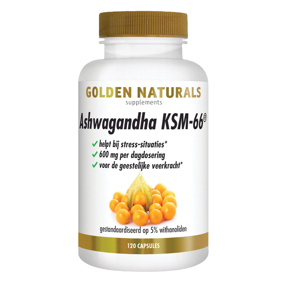 Ashwagandha KSM-66 - 120 - vegetarische capsules Supplement Golden Naturals   