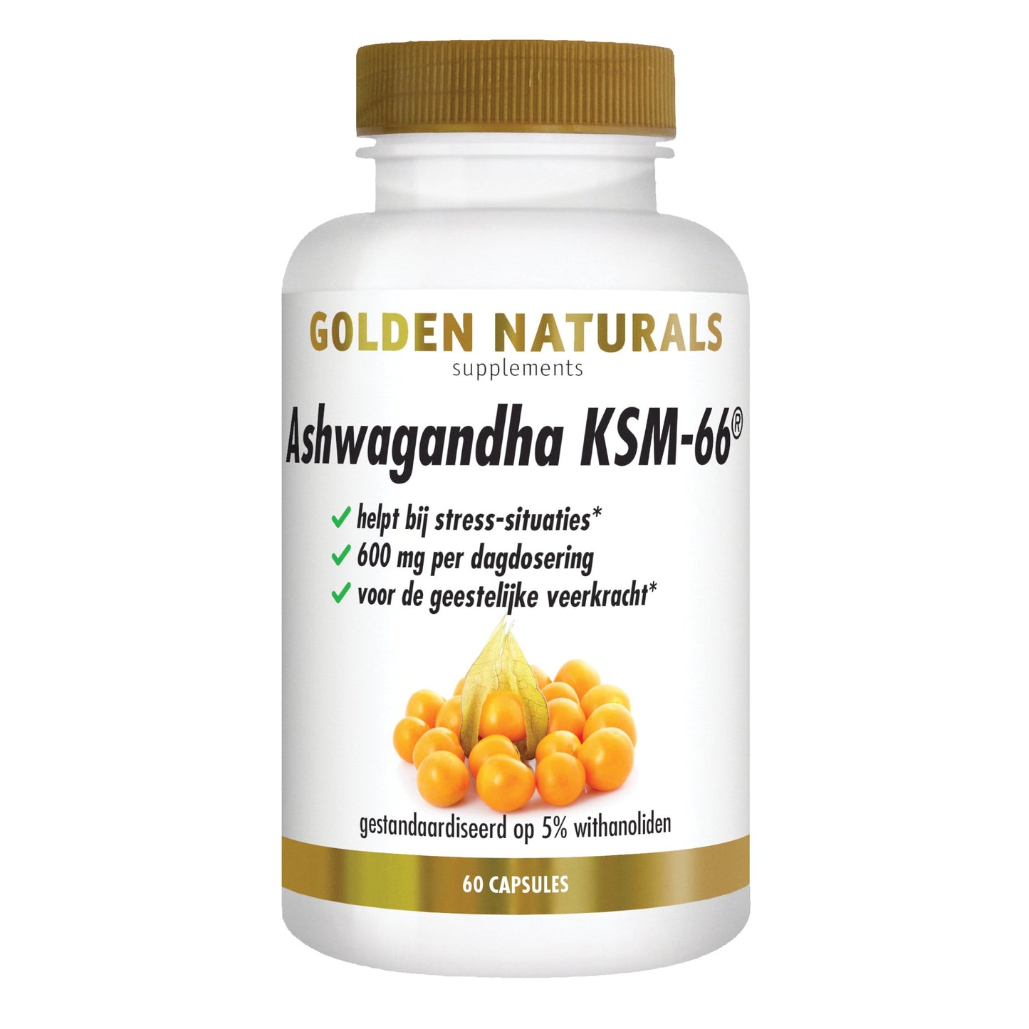 Ashwagandha KSM-66 - 60 - vegetarische capsules Supplement Golden Naturals   