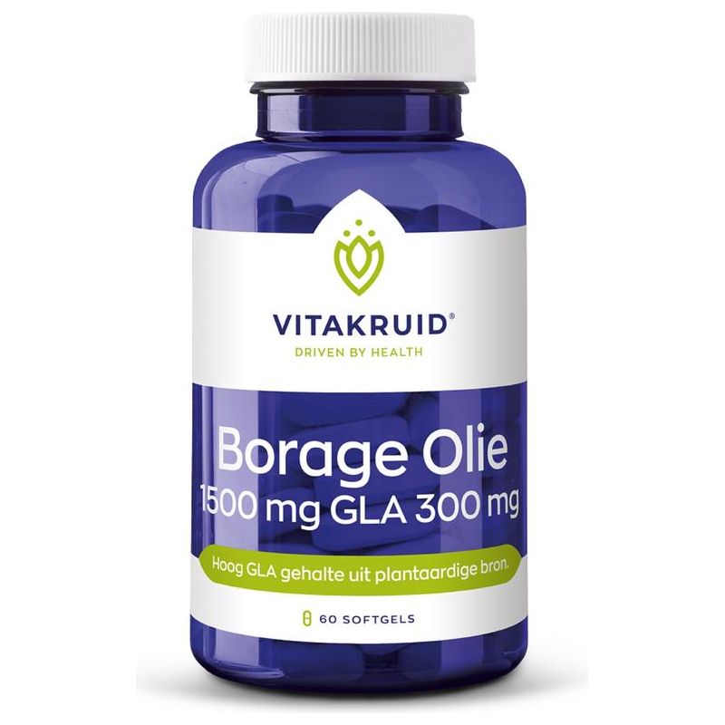 Vitakruid Borage Olie 1500 mg GLA 300 mg (60st) Supplement Vitakruid   