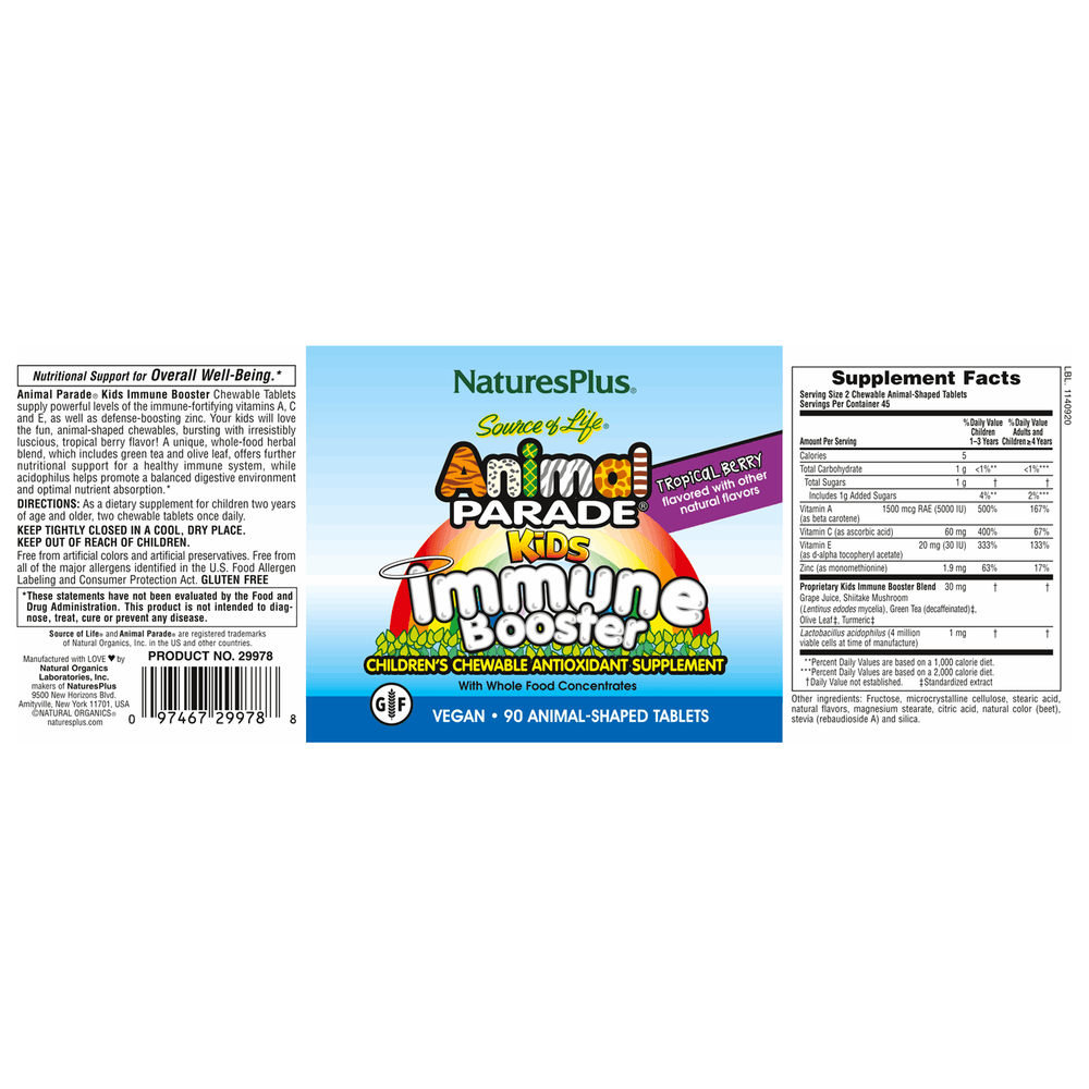 
                      
                        Animal Parade® Kids Immune Booster Supplementen NaturesPlus   
                      
                    