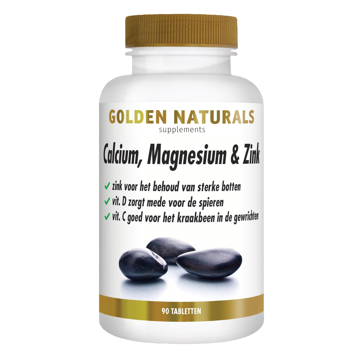 Calcium, Magnesium & Zink - 90 - vegetarische tabletten Supplement Golden Naturals   