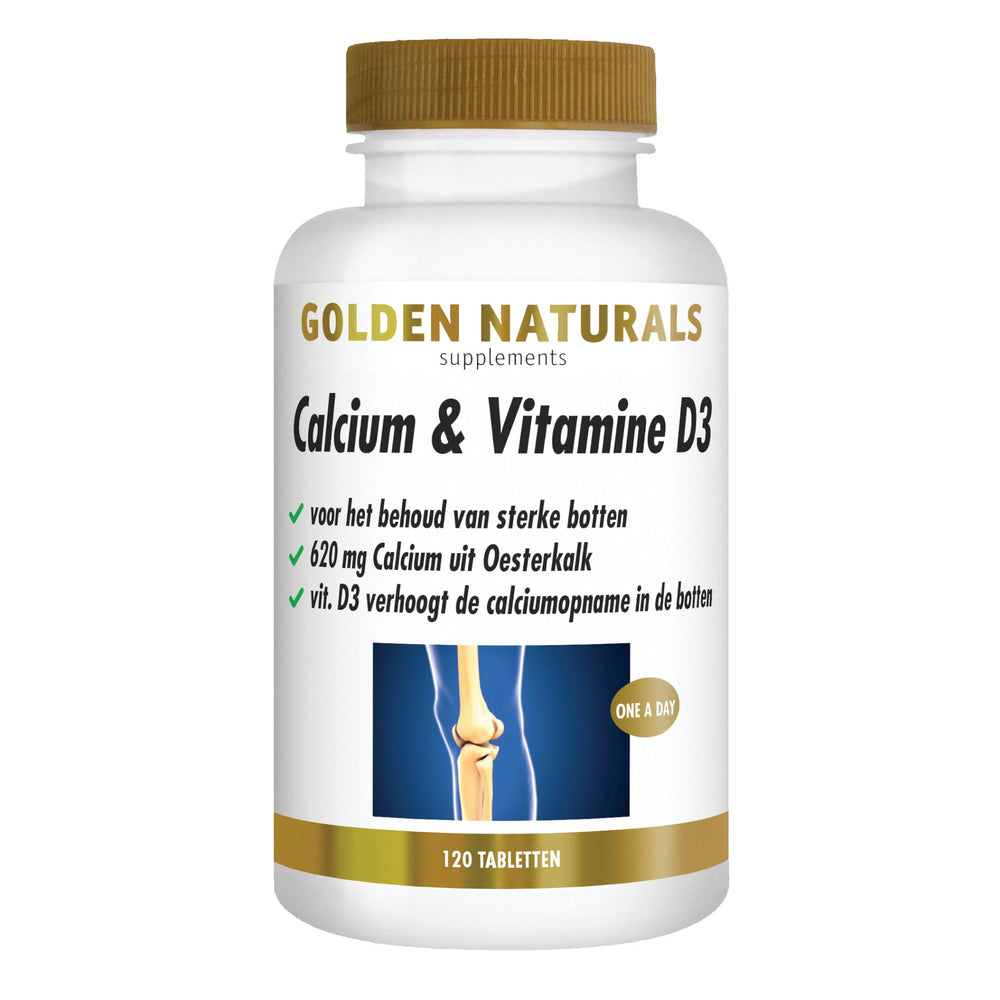 Calcium & Vitamine D3 - 120 - tabletten Supplement Golden Naturals   