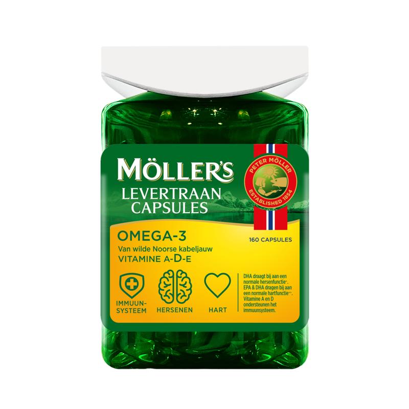 Möllers Omega-3 levertraan Capsules (160st) Voeding Möllers   