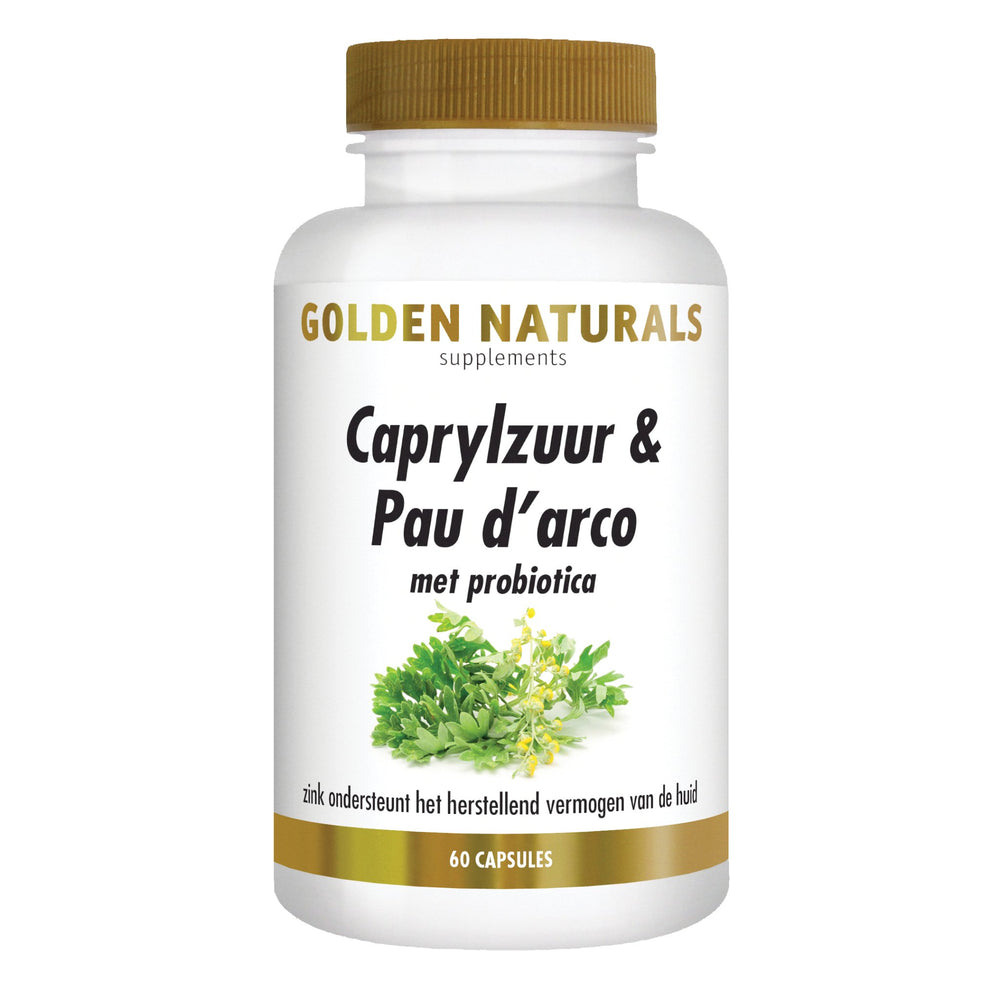 Caprylzuur & Pau d'arco met probiotica - 60 - vegetarische capsules Supplement Golden Naturals   