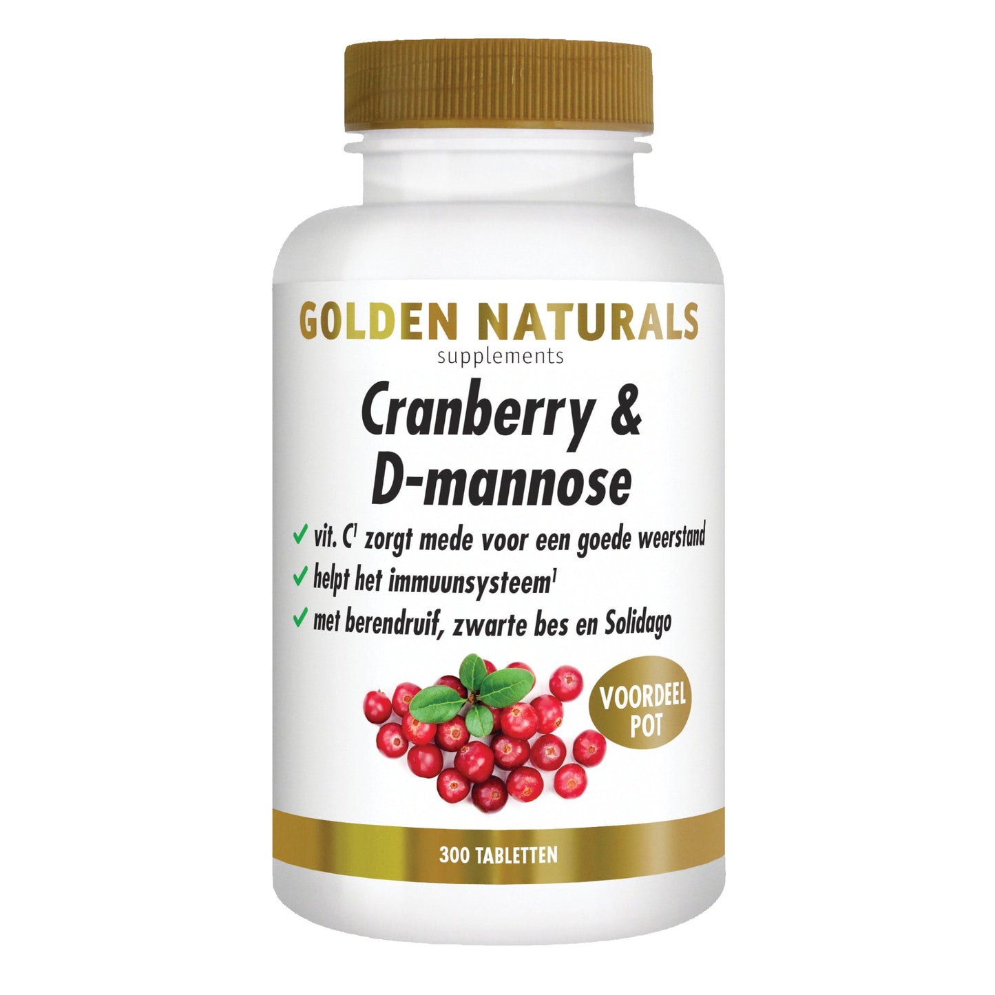 Cranberry & D-mannose - 300 - veganistische tabletten Supplement Golden Naturals   