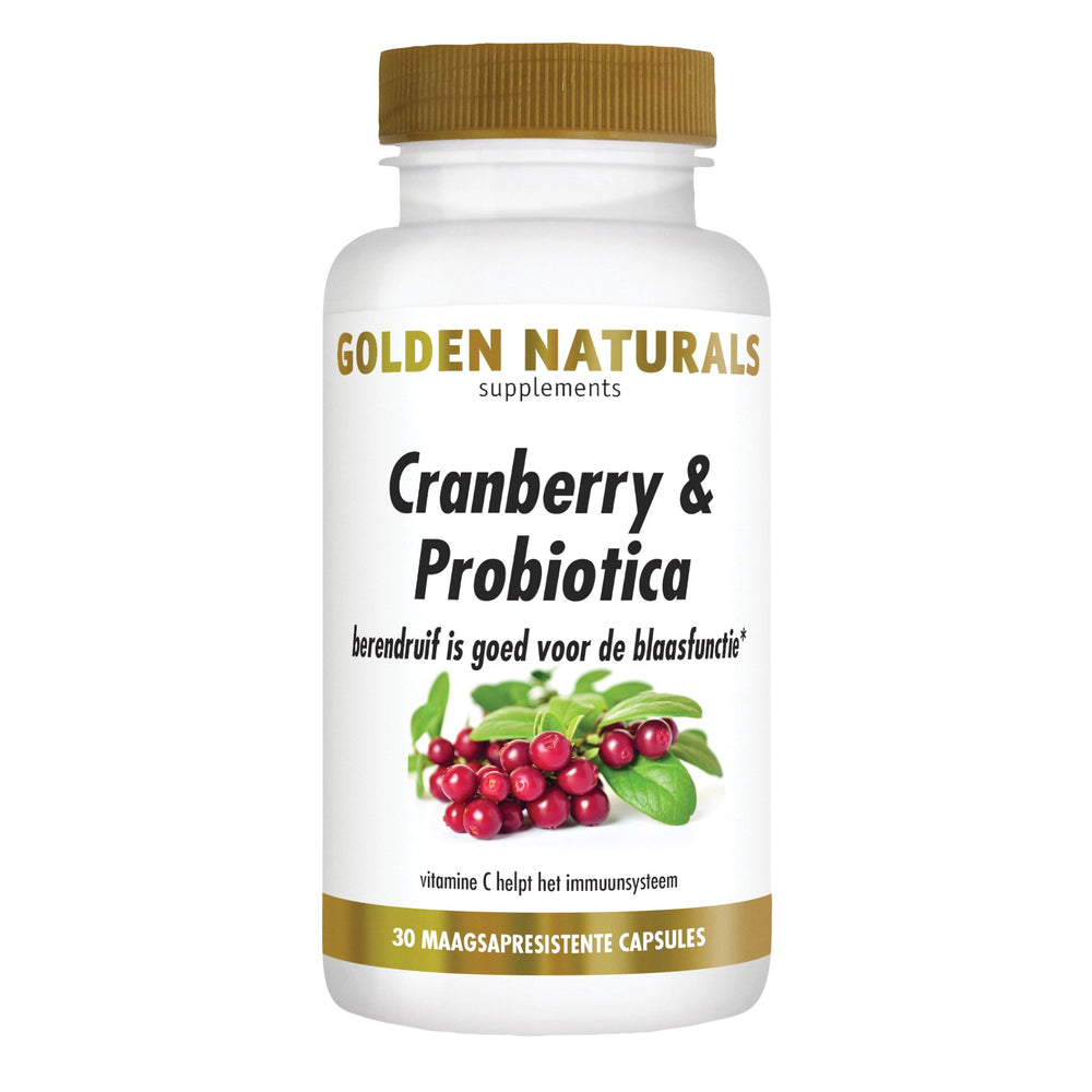 Cranberry & Probiotica - 30 - veganistische maagsapresistente capsules Supplement Golden Naturals   