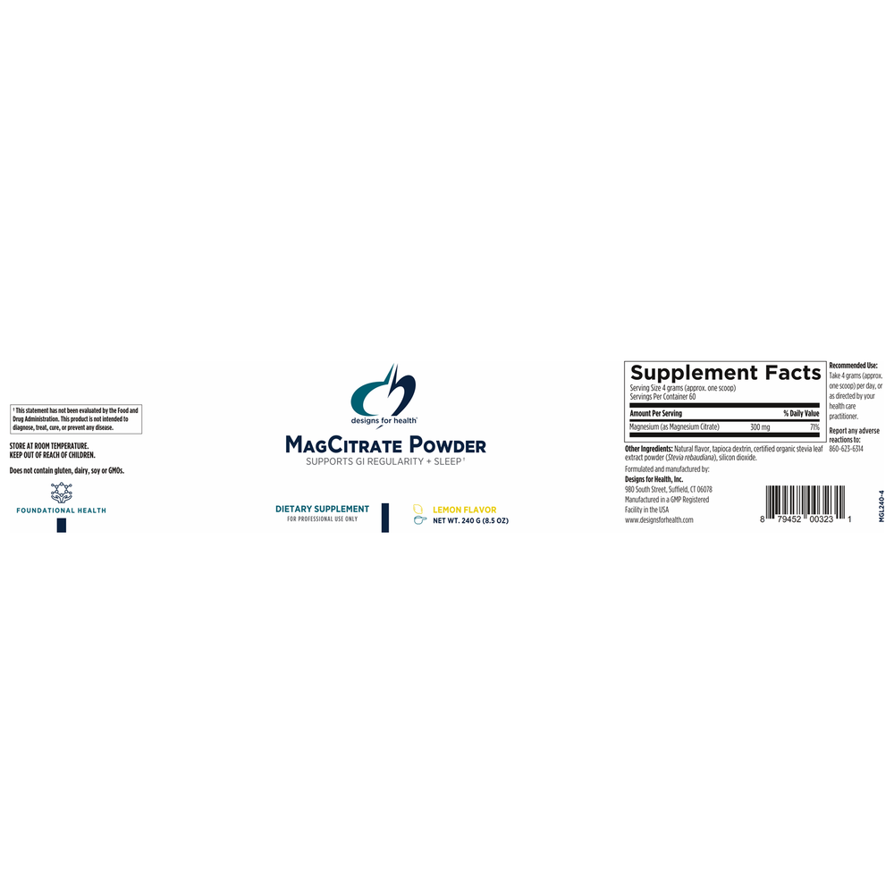 
                      
                        MagCitrate Powder Supplement Designs For Health   
                      
                    