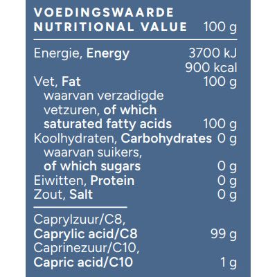 MCT Olie C8 - 99% Caprylzuur - 250 ml Supplement Mattisson