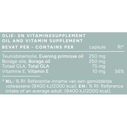 Teunisbloem en Borage olie - met 75 mg GLA - 60 capsules Supplement Mattisson