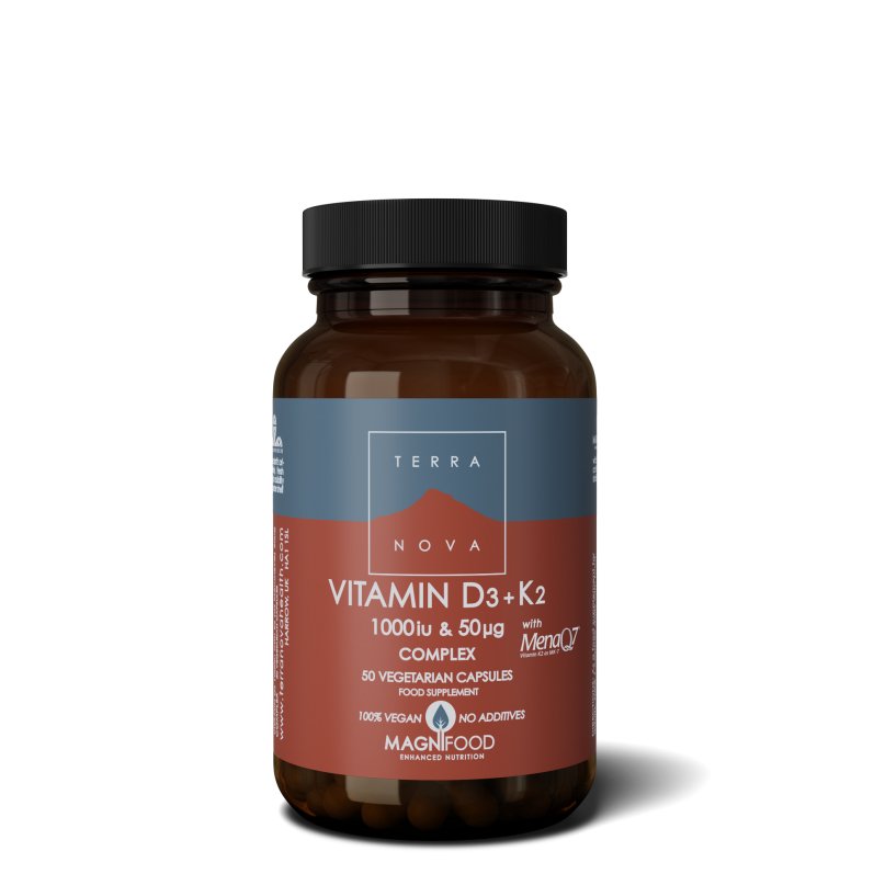 Vitamine D3 1,000iu met Vitamine K2 50ug Complex | 50 capsules Supplement Terranovabenelux   