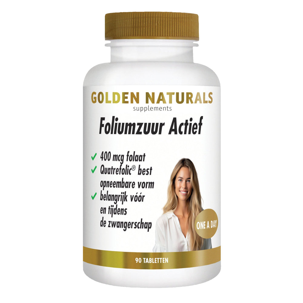 Foliumzuur Actief - 90 - tabletten Supplement Golden Naturals   