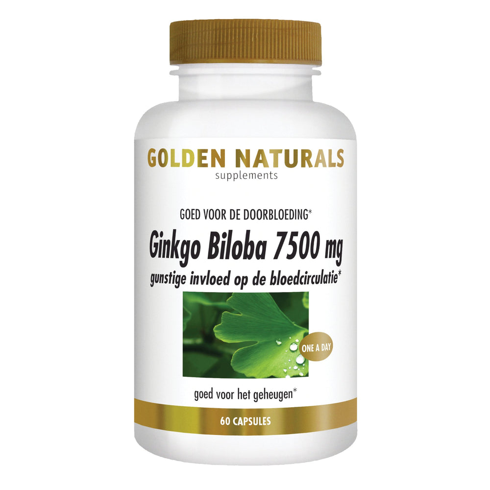 Ginkgo Biloba 7500 mg - 60 - veganistische capsules Supplement Golden Naturals   