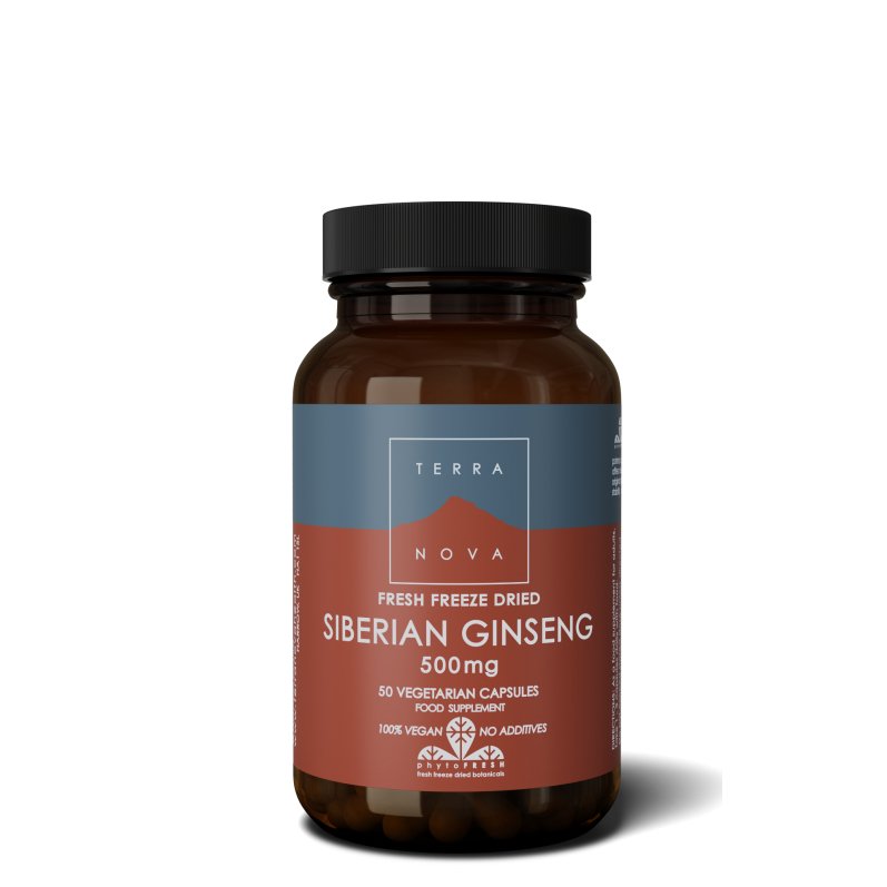 Siberian ginseng 500 mg [Siberische Ginseng] | 50 vegan capsules Supplement Terranovabenelux   