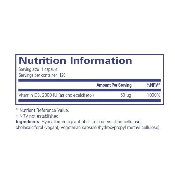Vitamin D3 Vegan 2,000 IU - 120 capsules Pure Encapsulations