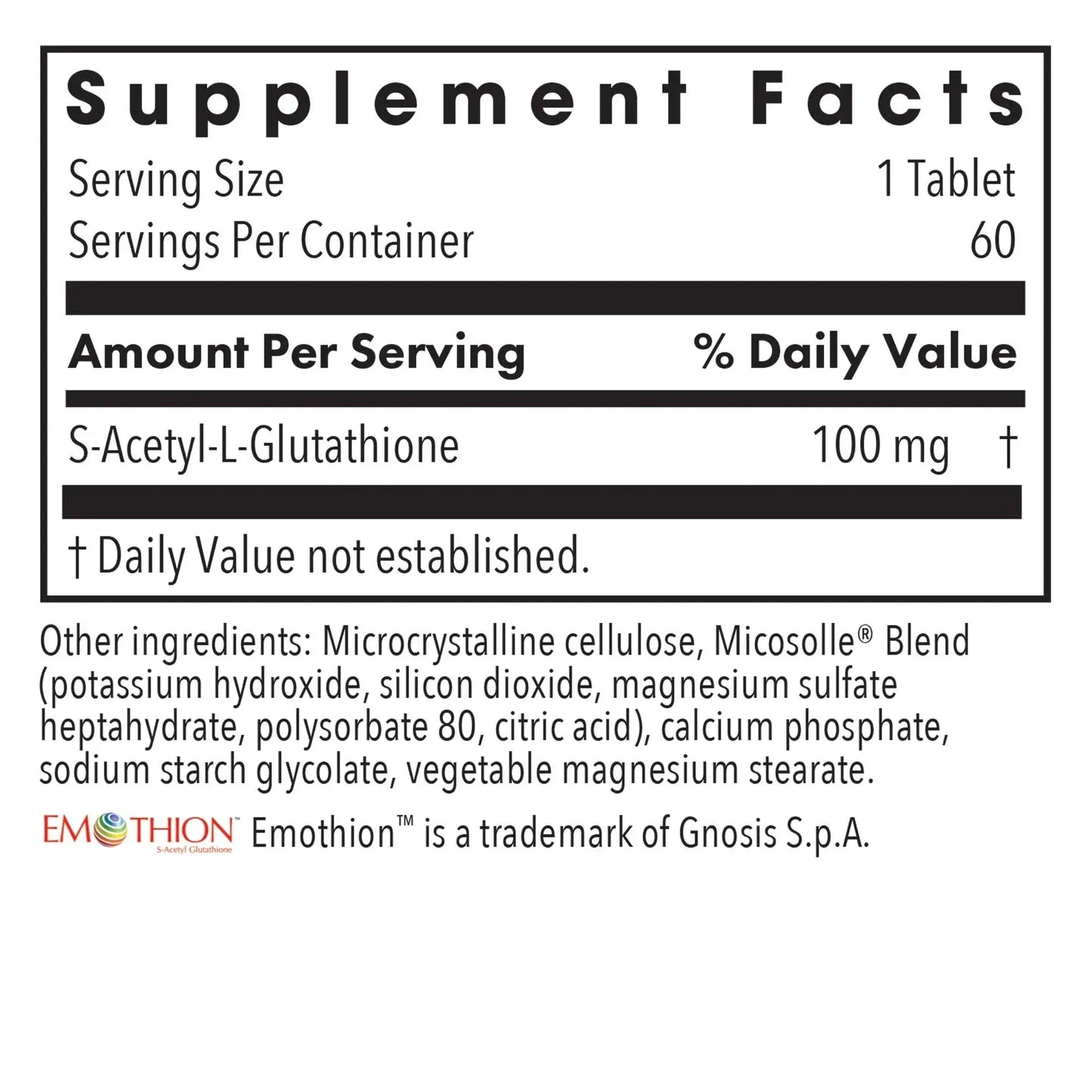 Acetyl-Glutathione 100 mg - 60 tablets Allergy Research Group
