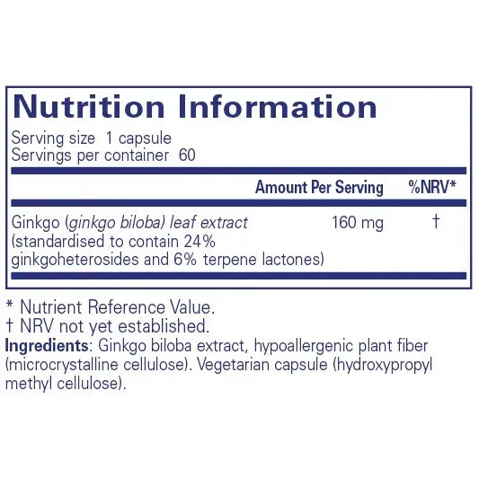 Ginkgo 50 160 mg - 60 capsules Pure Encapsulations