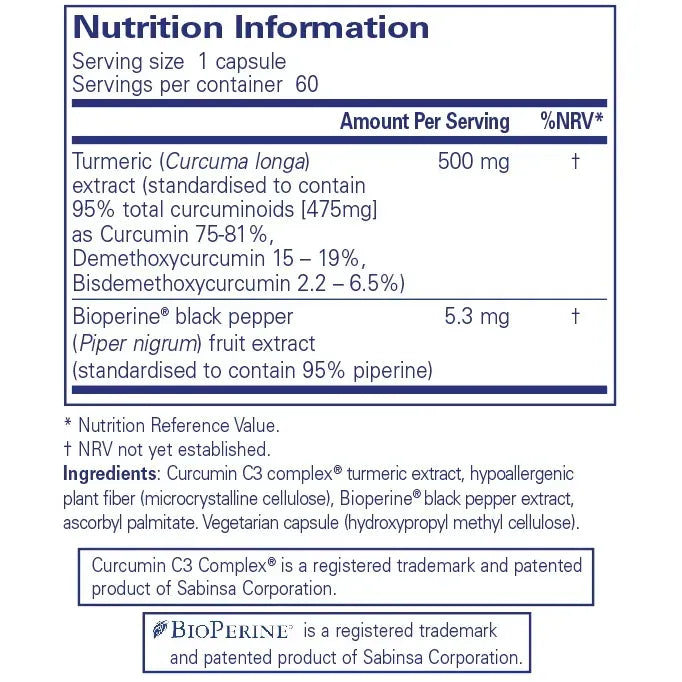 Curcumin 500 with Bioperine® - 60 capsules Pure Encapsulations