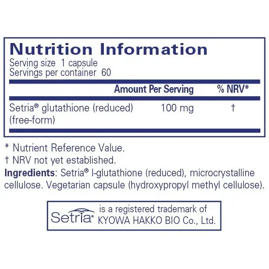 Reduced Glutathione - 60 capsules Pure Encapsulations