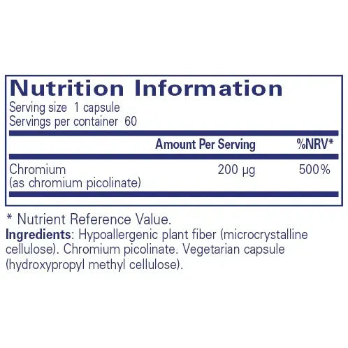 Chromium (picolinate) 200 mcg - 60 capsules Pure Encapsulations