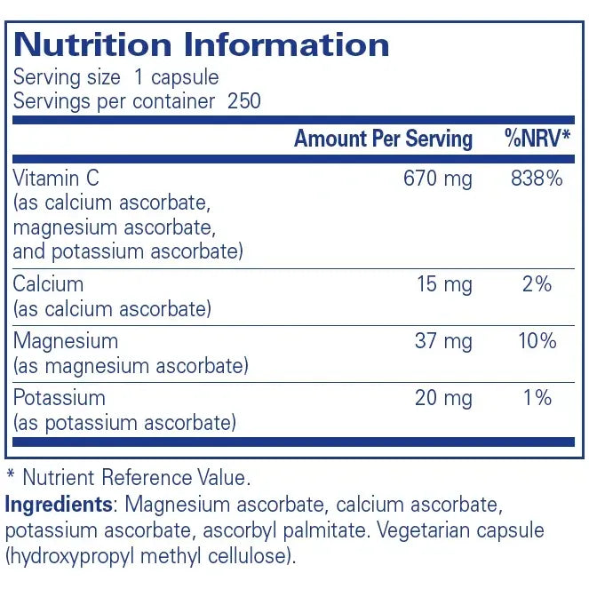 Buffered Ascorbic Acid - 250 capsules Pure Encapsulations