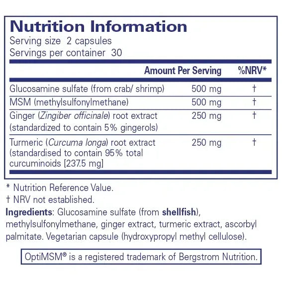 Glucosamine/ MSM with Ginger & Turmeric - 60 capsules Pure Encapsulations