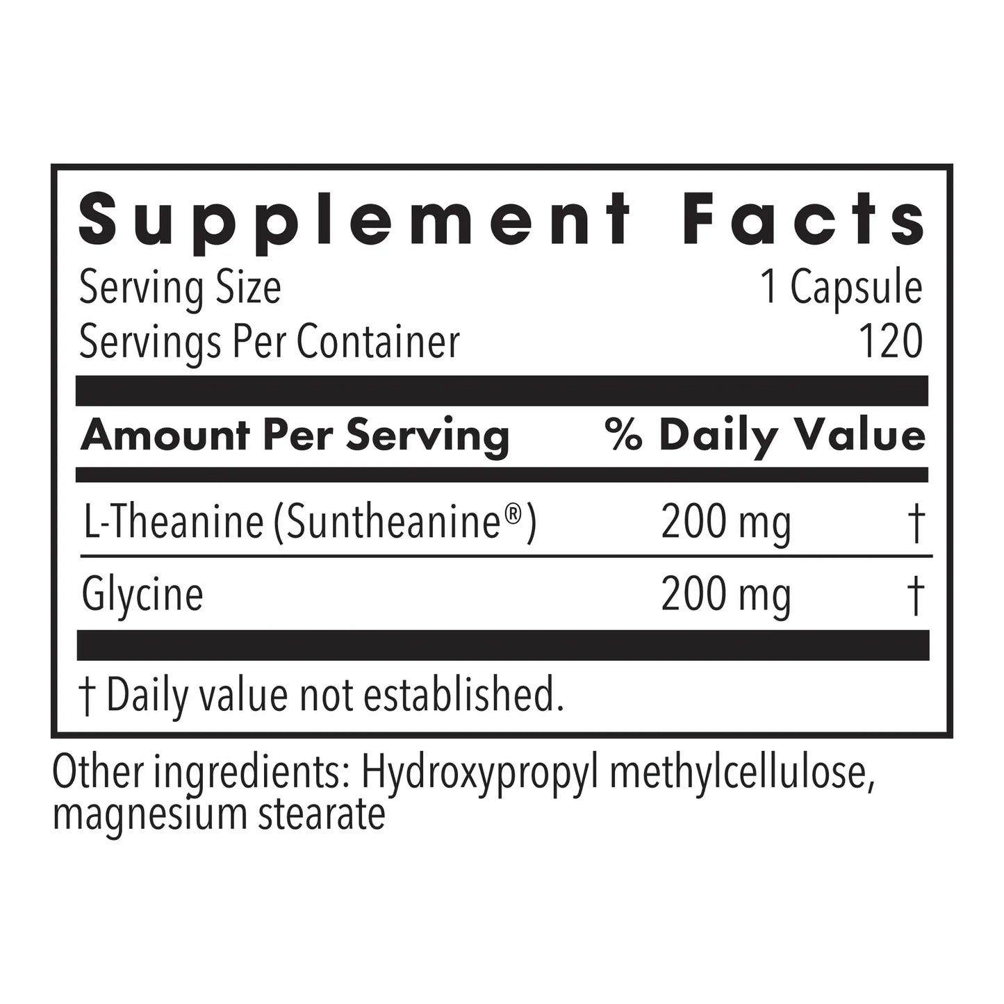 L-Theanine 200mg - 120 capsules Allergy Research Group