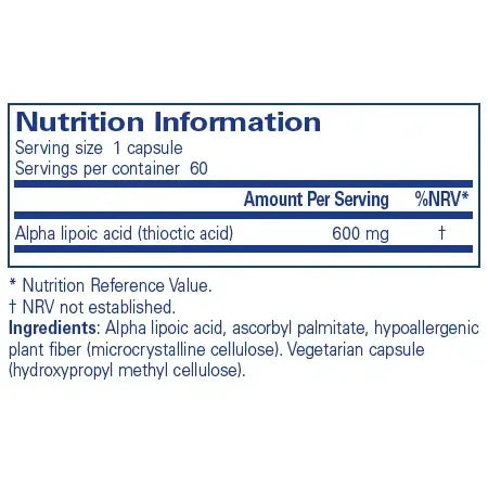 Alpha Lipoic Acid - 60 capsules Pure Encapsulations