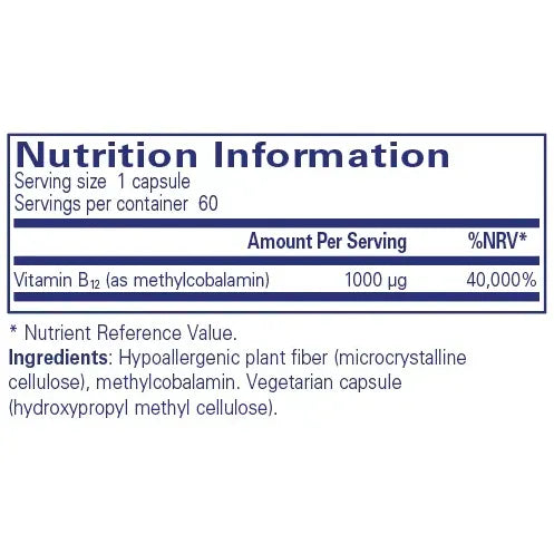 B12 (methylcobalamin) - 60 capsules Pure Encapsulations