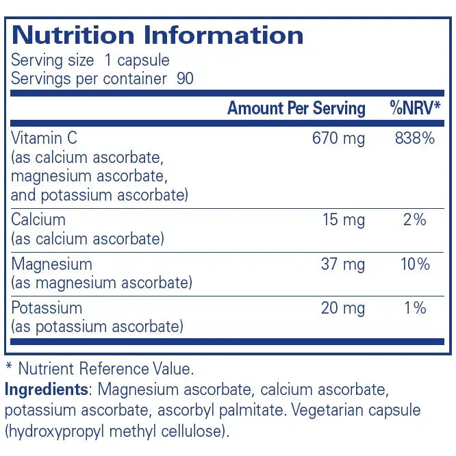 Buffered Ascorbic Acid - 90 capsules Pure Encapsulations
